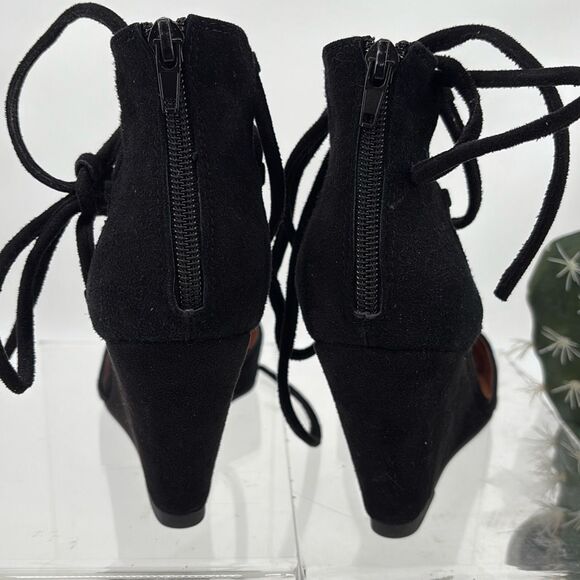 Jeffrey Campbell Ouvert Ballerina Ankle Wrap Wedge‎ Sandal Pointed Toe Black 7.5 - Picture 5 of 10